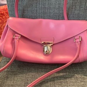 Pink leather purse, made in Italy